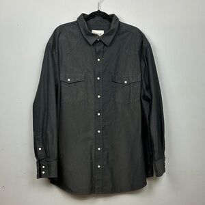 DXL True Nation Mens Grey Western Snap Button Shirt Sz 2XL